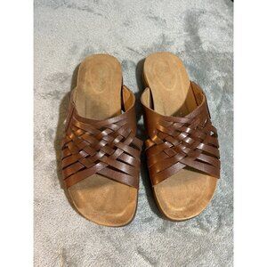 New Easy Spirit Women's 9 M Meadow Sandals Tan Brown Leather Boho Farmcore Shoes